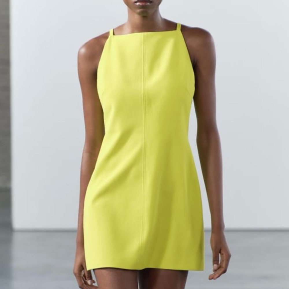 🌟Zara Bright Lime Sleeveless Mini Dress Size XL NWT